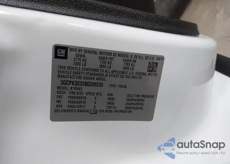 2011 Chevrolet Silverado 1500 Lt z USA, uszkodzony, nr VIN 3GCPKSE33BG306339